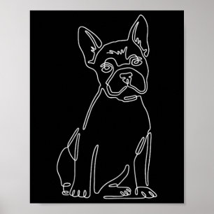 Póster Bulldog Line Art Cute Diversión Perro Mamá
