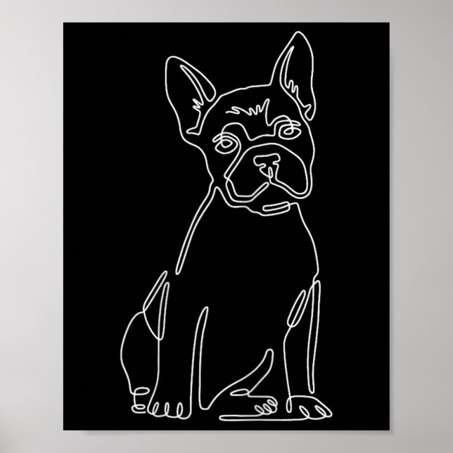 Póster Bulldog Line Art Cute Diversión Perro Mamá (Frente)