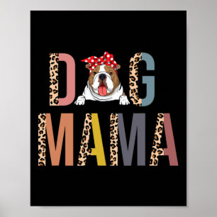 Póster Bulldog Mama Leopard Print Dog Mom