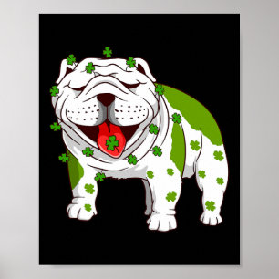 Póster Bulldog Pajamas Shamrock St Patrick's Day