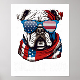 Póster Bulldog Papá Bandera Estadounidense 4 De Julio Pad