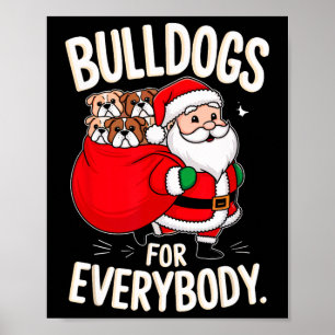 Póster Bulldog Para Todos Los Divertidos Santa Navidades 