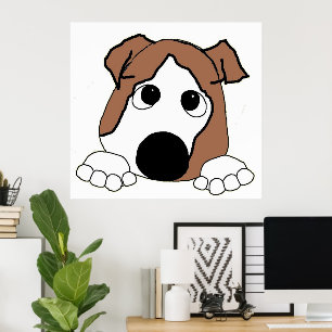 Póster bulldog personalizado de observación roja y blanca