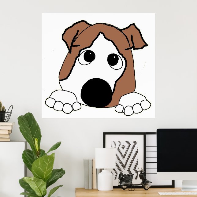 Póster bulldog personalizado de observación roja y blanca (Oficina en casa)