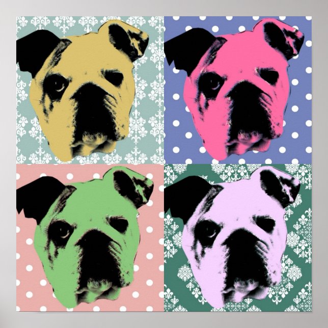 Póster Bulldog Pop Art Print (Frente)