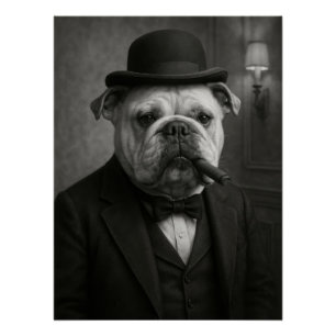 Póster Bulldog Portrait "Sir Paws-ton Churchill" Art