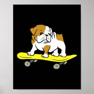 Póster Bulldog Skateboarding Bulldog de patinaje para per