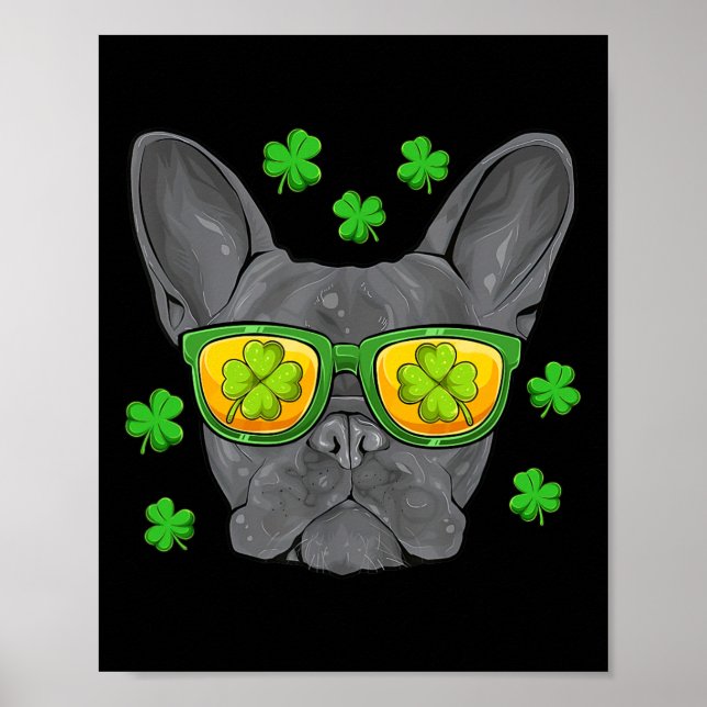 Póster Bulldog St Patrick's Day Frenchie Lover Hombres Mu (Frente)