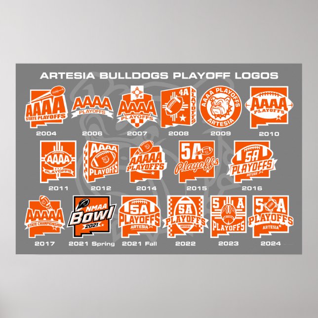 Póster Bulldoges de Artesia Reloj de fútbol (Frente)