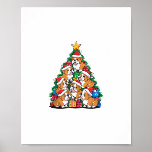 Póster Bulldoges de Bulldog en inglés de Árbol de Navidad