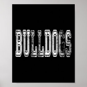 Póster Bulldoges Mascota Deportes en la Escuela Vintage N