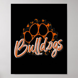 Póster Bulldoges Naranja Black Cheetah School Deportista