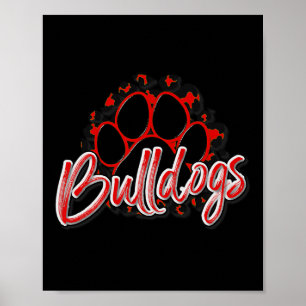 Póster Bulldoges Red Black Cheetah School Equipo de fans 