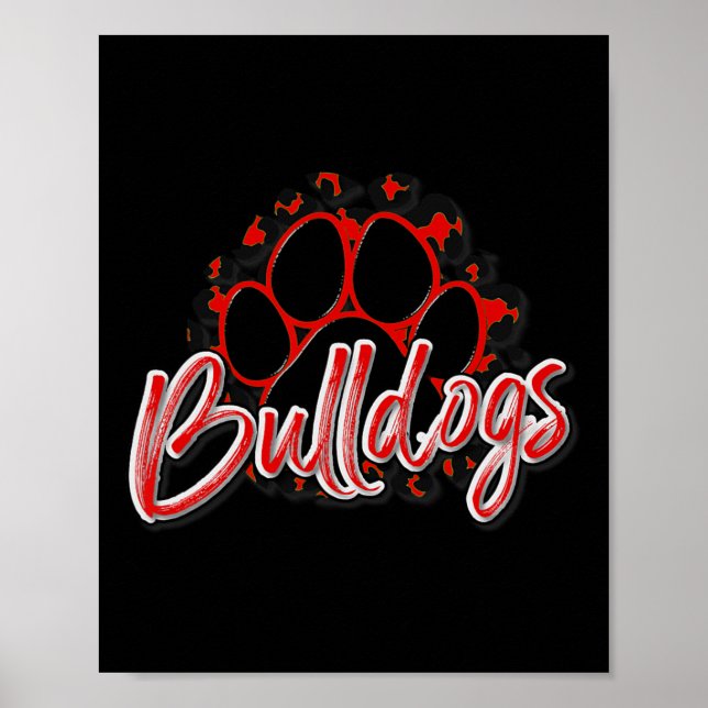 Póster Bulldoges Red Black Cheetah School Equipo de fans  (Frente)