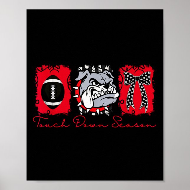 Póster Bulldogs Football Game Day School Mascot Team Srit (Frente)