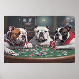 Póster Bulldogs playing poker