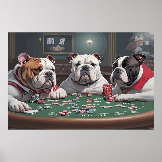 Póster Bulldogs playing poker (Frente)