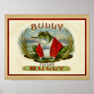 Póster Bulle la caja de puros vintage de la rana de toro
