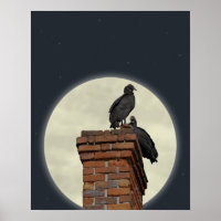 Bulliares sobre la chimenea contra la luna llena