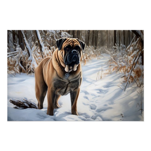 Póster Bullmastiff Deja que nieve Navidad (Anverso)