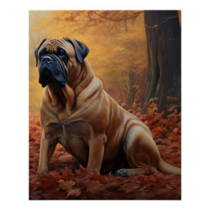 Póster Bullmastiff en Otoño Hojas Caídas Inspiran