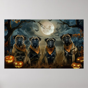 Póster Bullmastiff Halloween Spooky