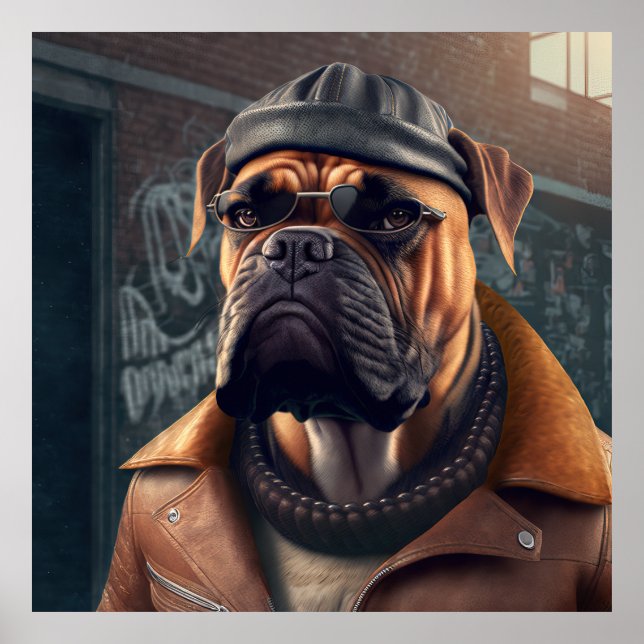 Póster Bullmastiff Hipster Dog Poster (Frente)