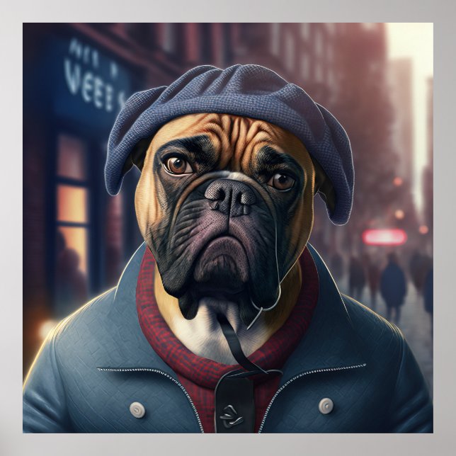Póster Bullmastiff Hipster Dog Poster (Frente)