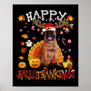 Póster Bullmastiff Perro Navidades Halloween Perro Happy