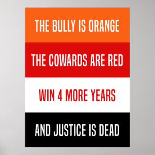Póster Bully es poema Naranja, signo anti Trump