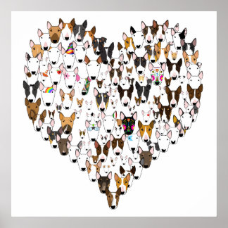 Póster Bully Love inglés bull terrier love heart Poster