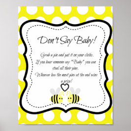 Póster Bumble Abeja no digas bebé - juego de Baby Shower