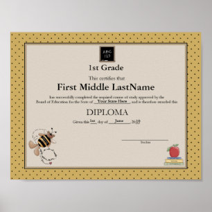 Póster Bumble Bear Homeschooler Diploma