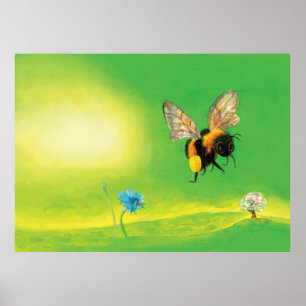 Póster Bumble bee flying illustration