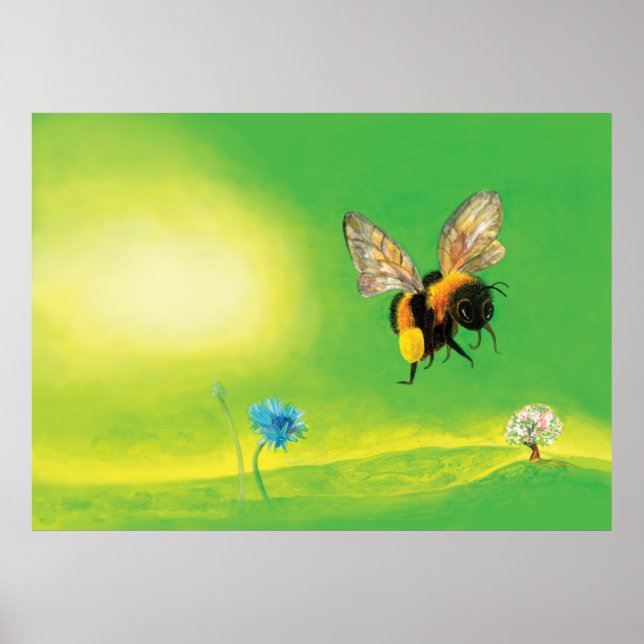 Póster Bumble bee flying illustration (Frente)
