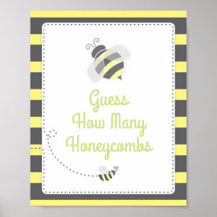 Póster Bumblebee Baby Shower adivina cuántos Rótulos de j