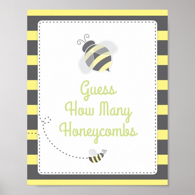 Póster Bumblebee Baby Shower adivina cuántos Rótulos de j (Frente)
