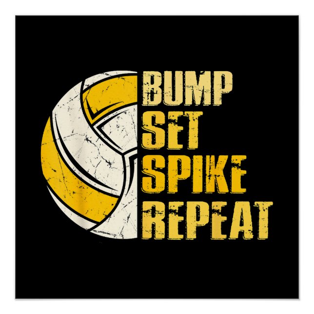 Póster Bump Set Spike Repetir voleibol Gracioso (Anverso)