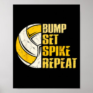 Póster Bump Set Spike Repetir voleibol Gracioso