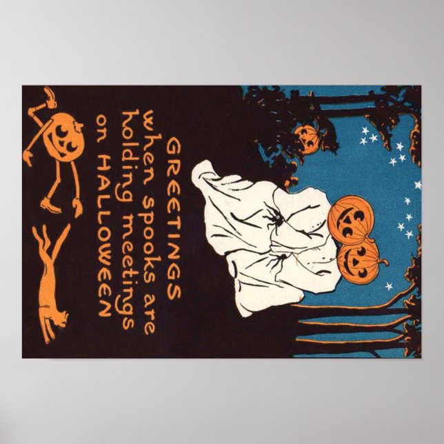 Póster Bumpkin Jack O' Lantern Ghost Black Cat Tree (Frente)