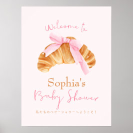 Póster Bun in the Oven Baby Shower Welcome Croissant