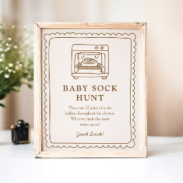 Póster Bun in the Oven Baby Sock Hunt Sign