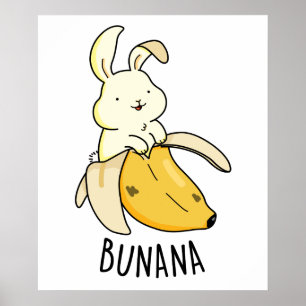Póster Bunana Graciosa Bunny En Un Bollo De Banana