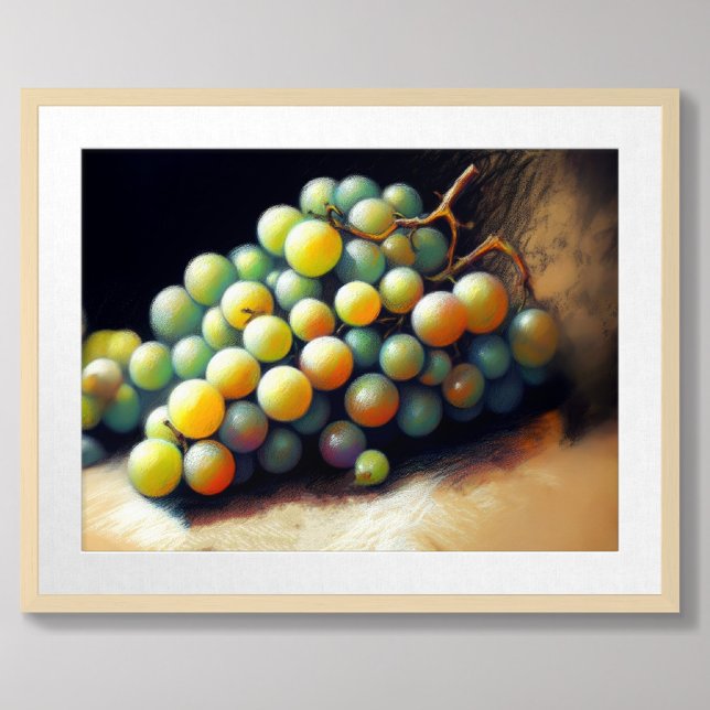 Póster Bunch de dibujo de pastas de uvas verdes con vida (Subido por el creador)