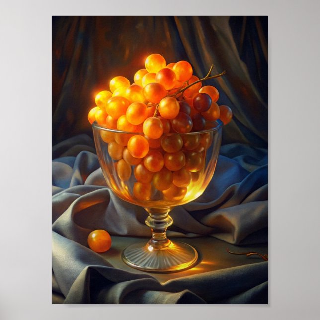 Póster "Bunch radiante: uvas Naranjas en transparencia". (Frente)