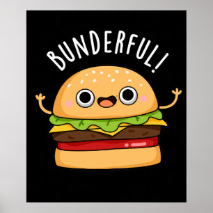 Póster Bunderful Funny Burger Bun Pun Dark BG