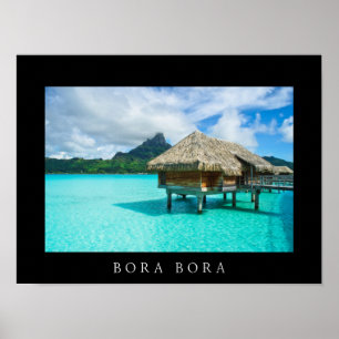 Póster Bungalow sobre el agua en el poster negro Bora