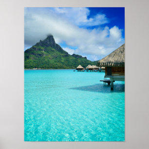 Póster Bungows sobre el agua en Bora Bora cartel vertical