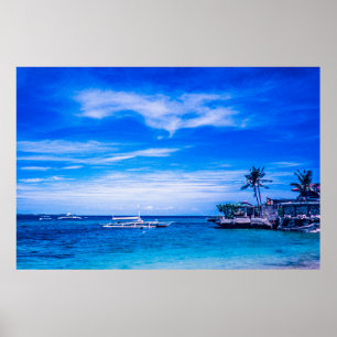 Póster Bunker Boats en la playa tropical.