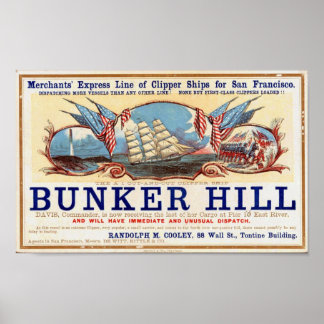 Póster Bunker Hill Clipper Ships para el Poster de San Fr